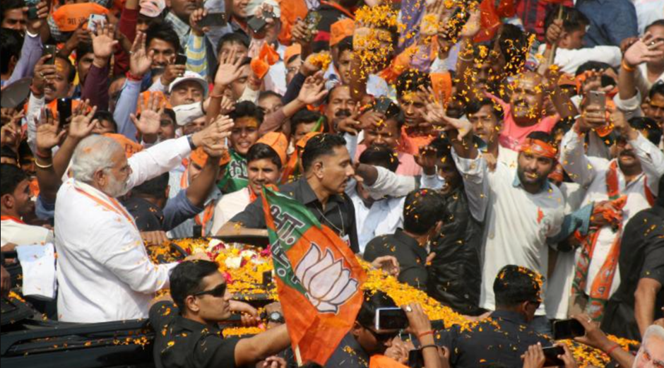 Narendra Modi Waving to Supporters