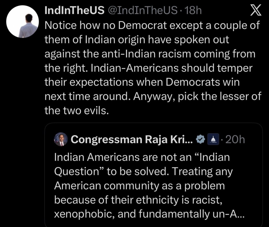 Democrats silent on anti-Indian racism