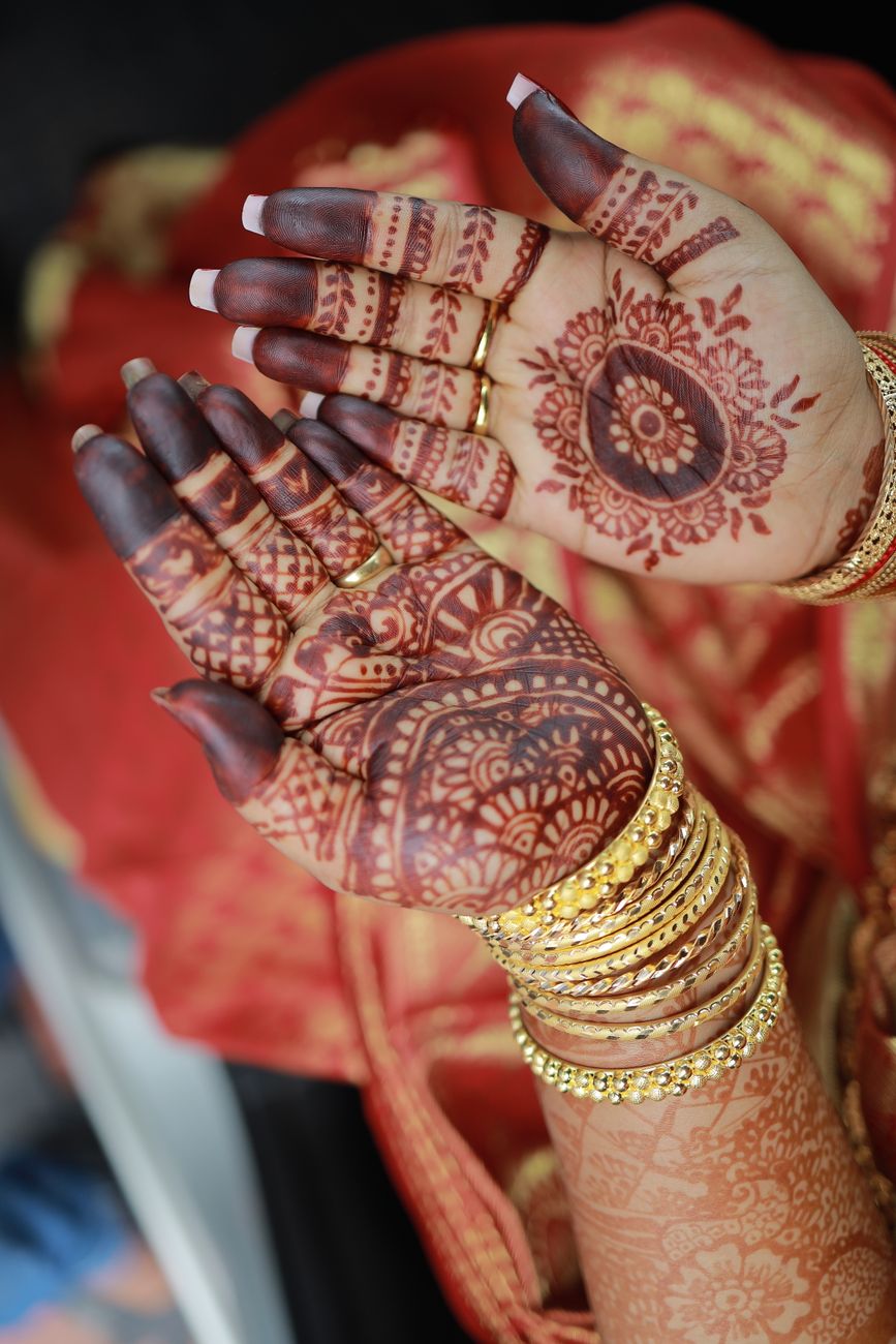 Hands with Henna for Indian Wedding 